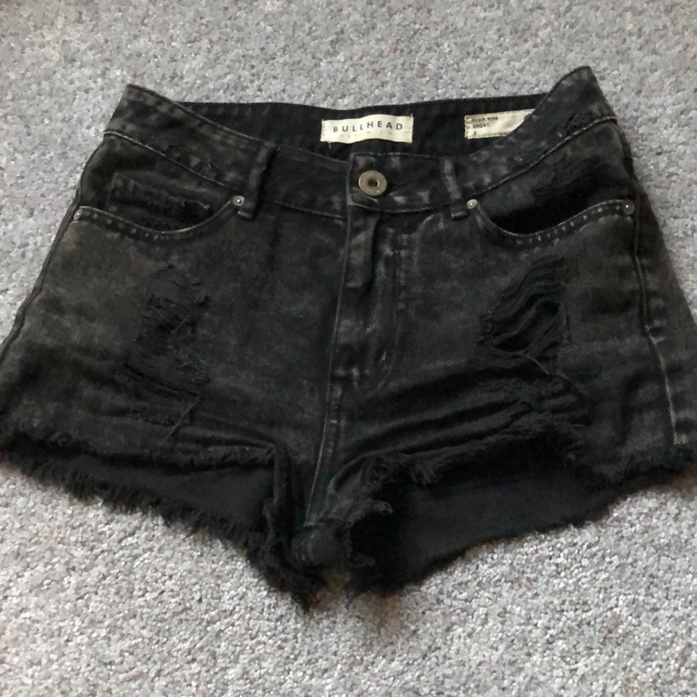 Black Denim High Rise shorts